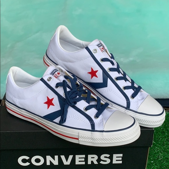 CONVERSE STAR PLAYER OX WHITE/NAVY/GUM RED MEN’S - Picture 4 of 16